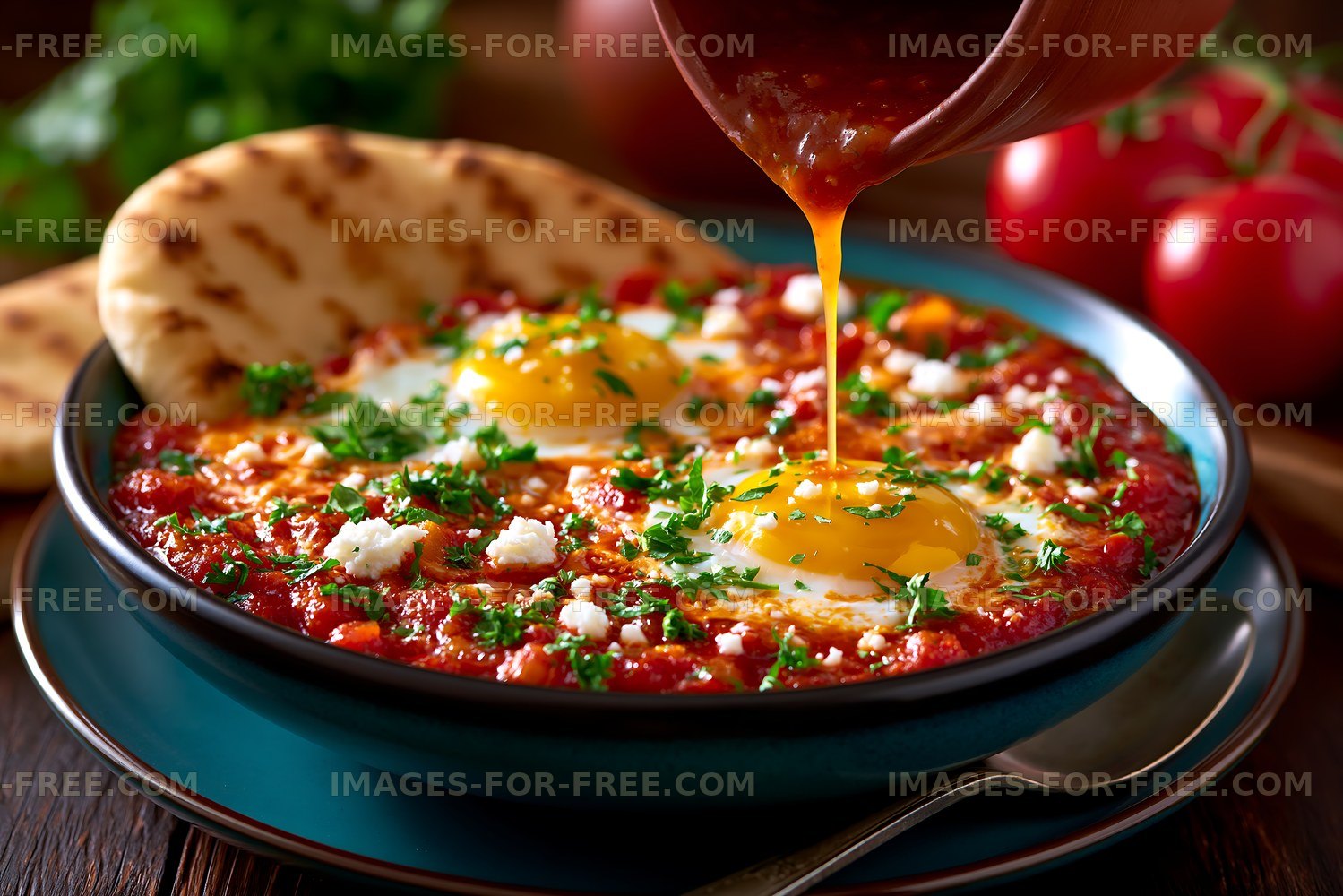 Traditional dish with eggs and bread served in a bowl