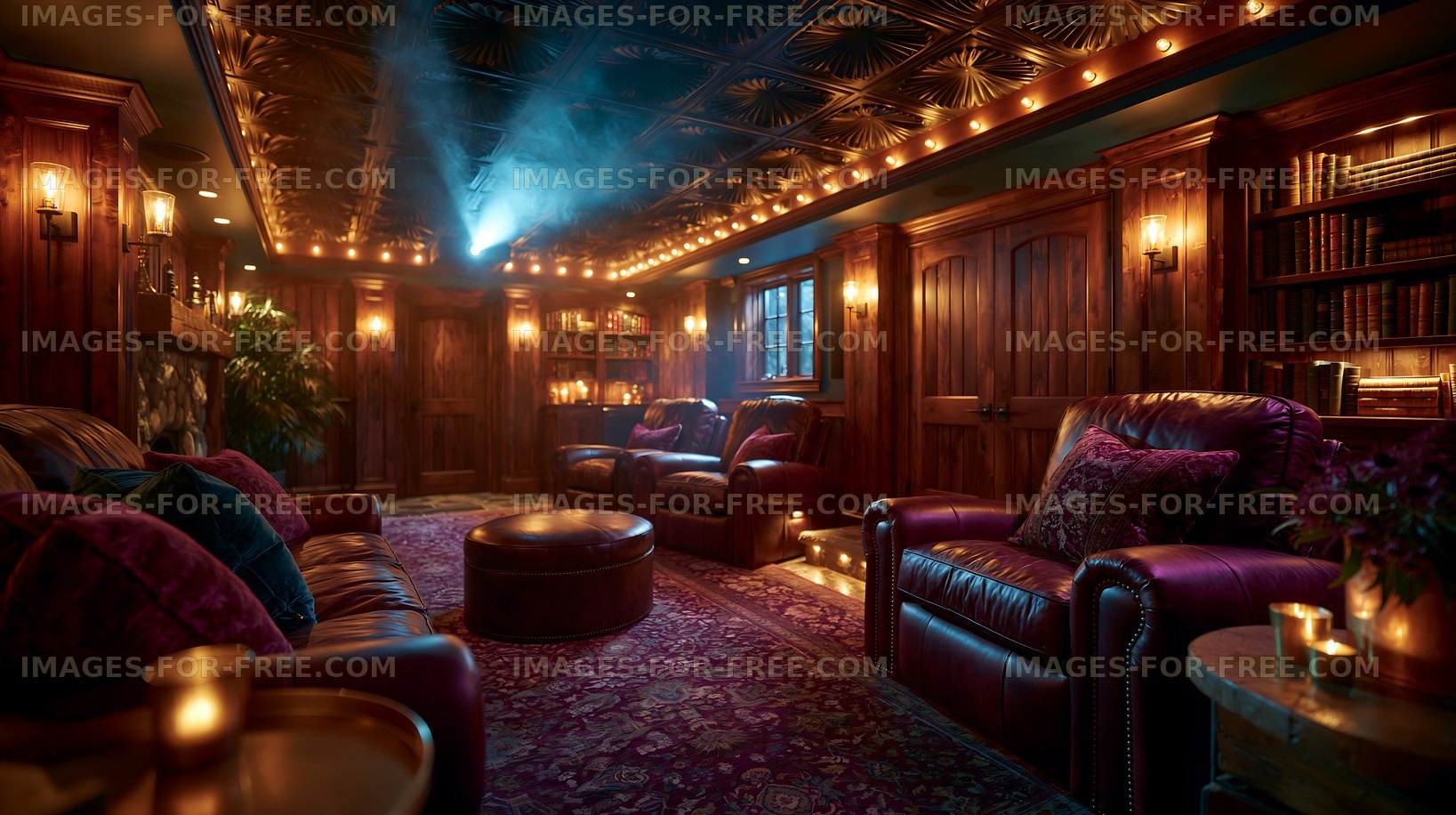Cozy lounge with warm lighting and comfortable seating