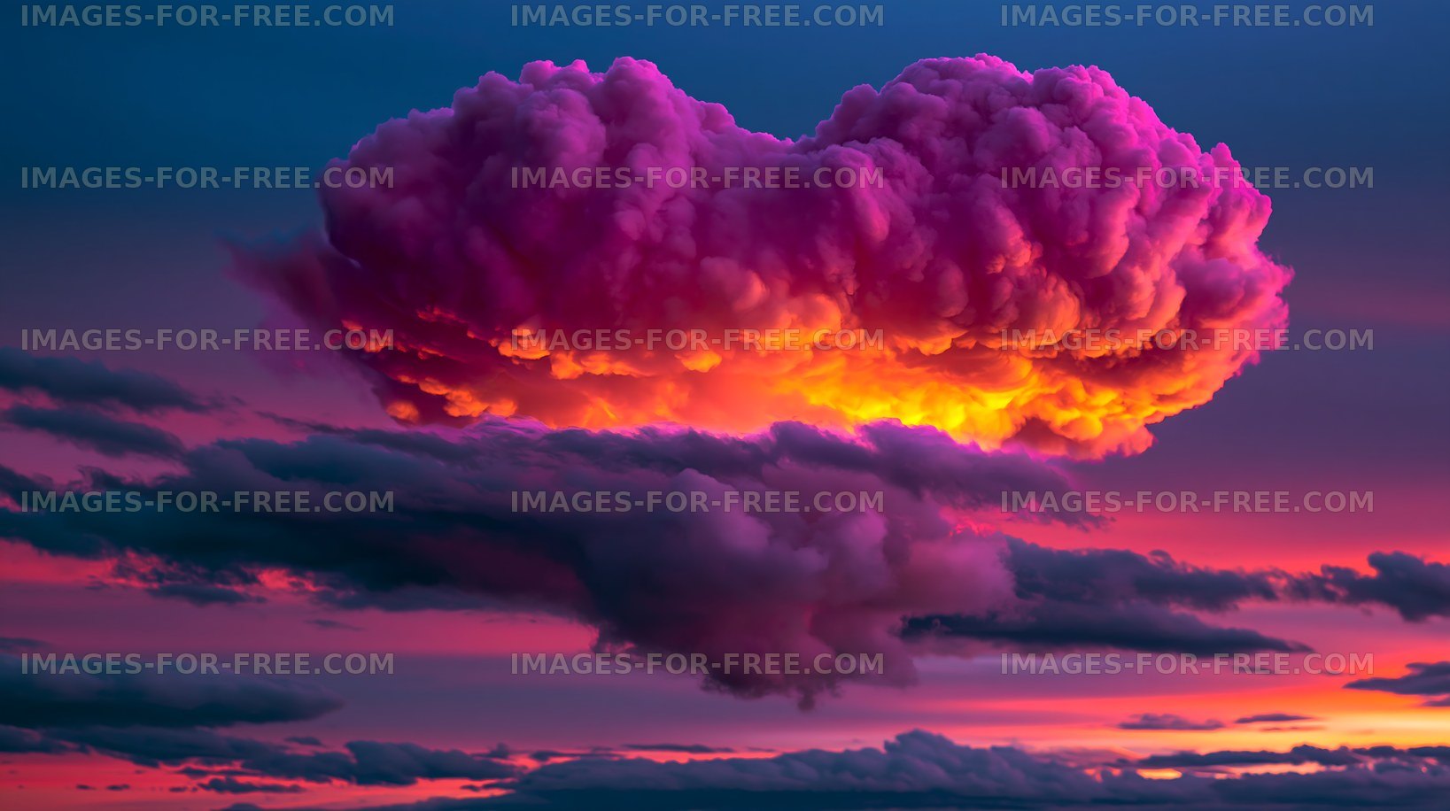 Vibrant clouds during sunset create dramatic colors in the sky