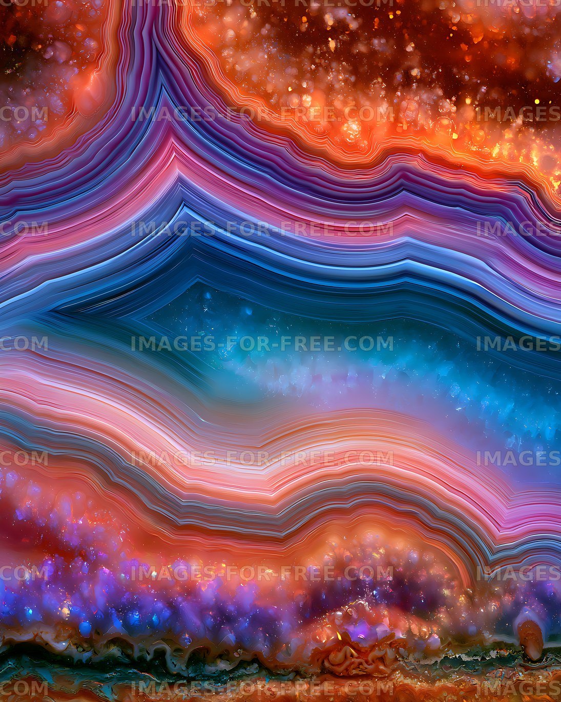 Colorful abstract layers of mineral texture with vibrant patterns