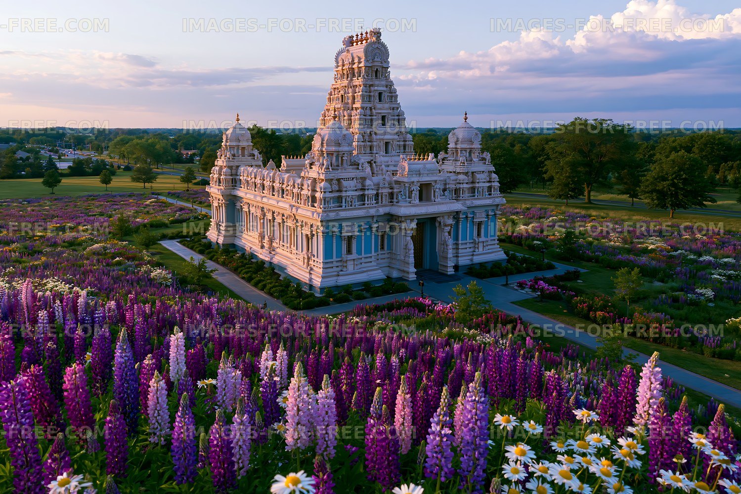 Architectural structure with gardens in bloom