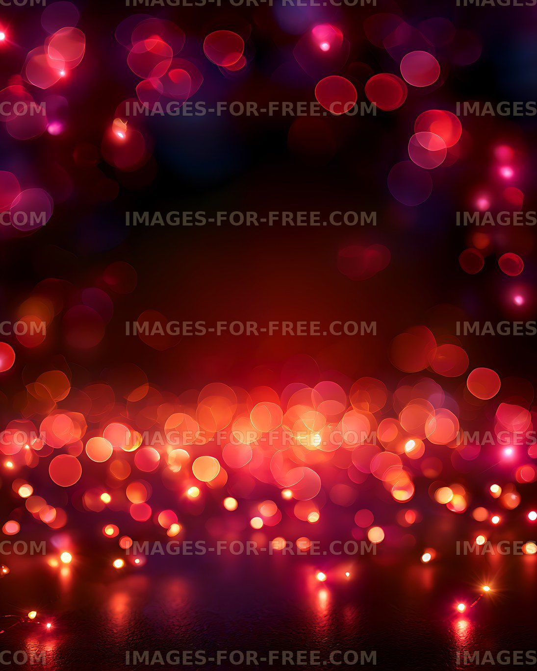 Colorful bokeh lights create a glowing background in a dark setting