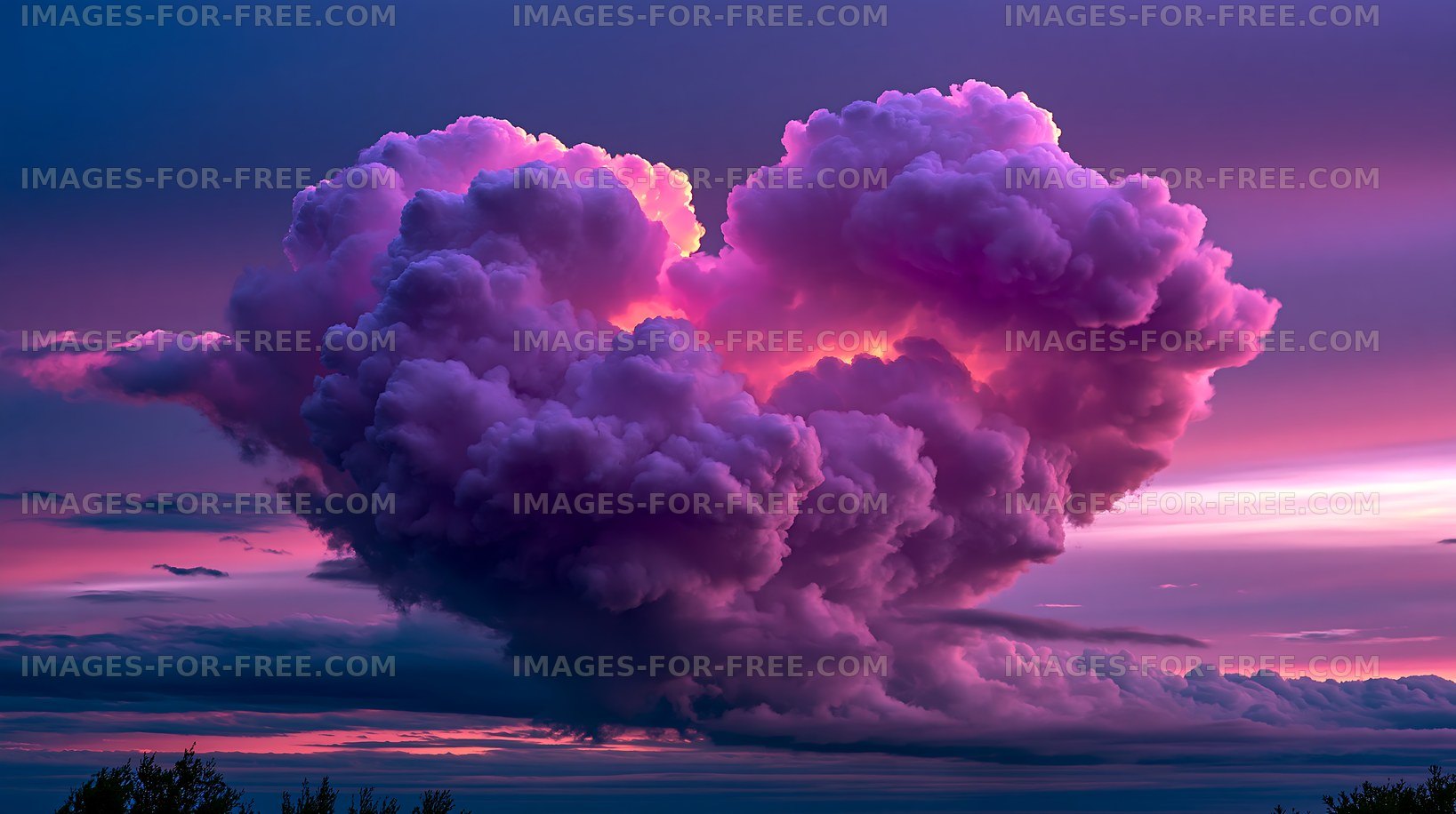 Heart-shaped cloud formation in colorful sky at sunset