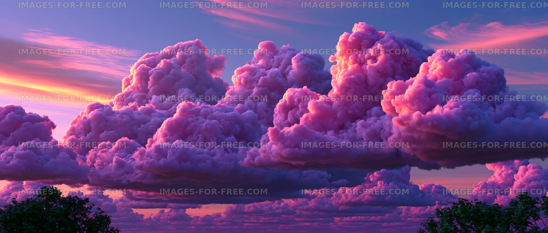 Colorful clouds at sunset in the evening sky