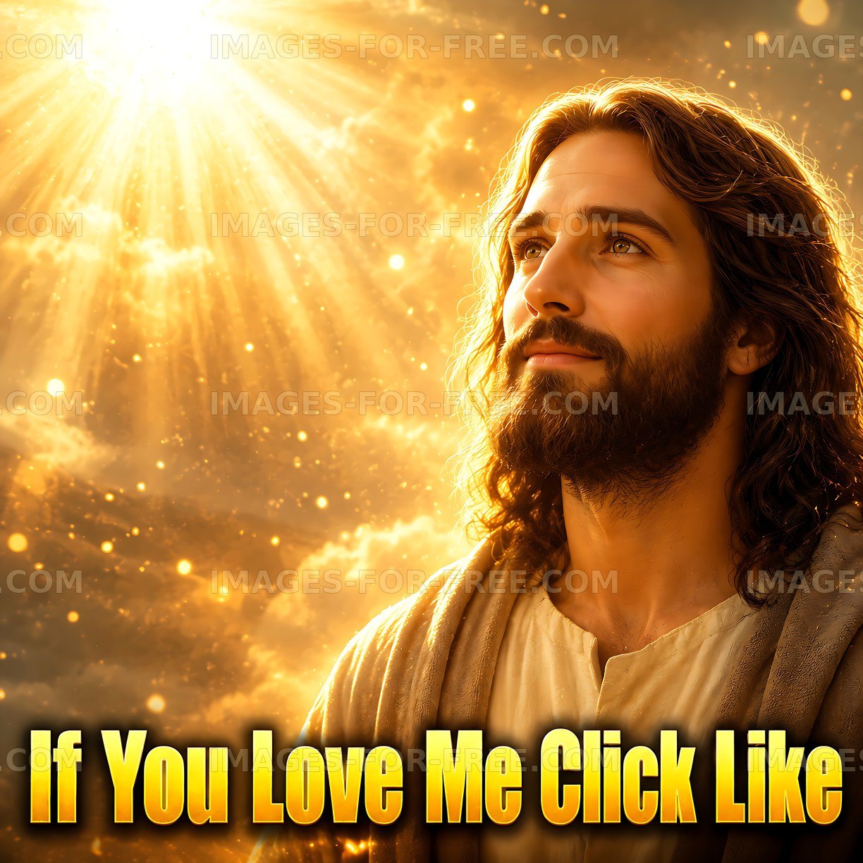 Man with long hair and beard looking at bright light