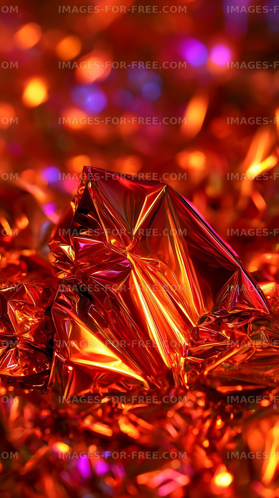 Vivid abstract metallic foil texture with colorful light