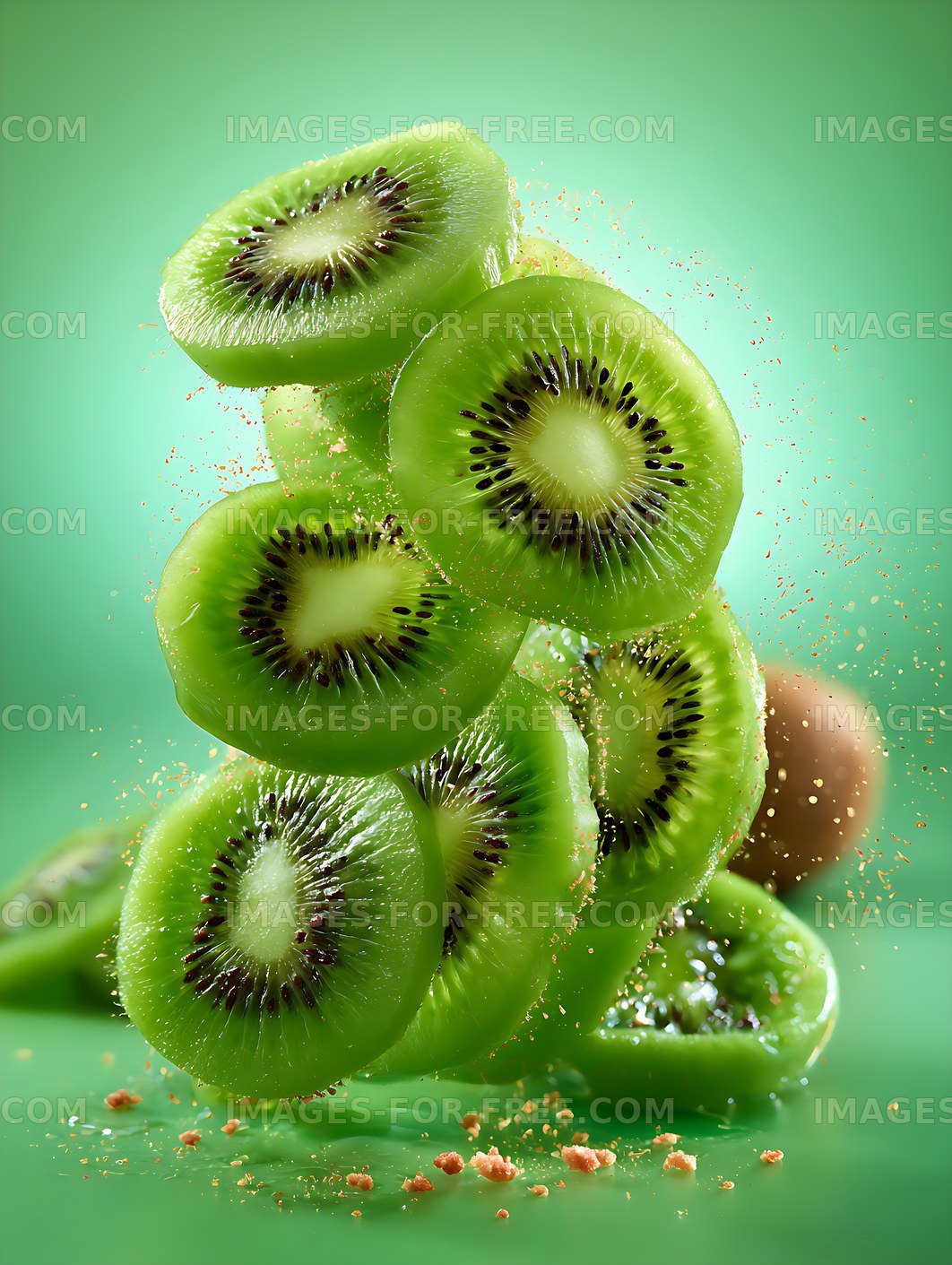 Sliced kiwifruit in a vibrant green food composition