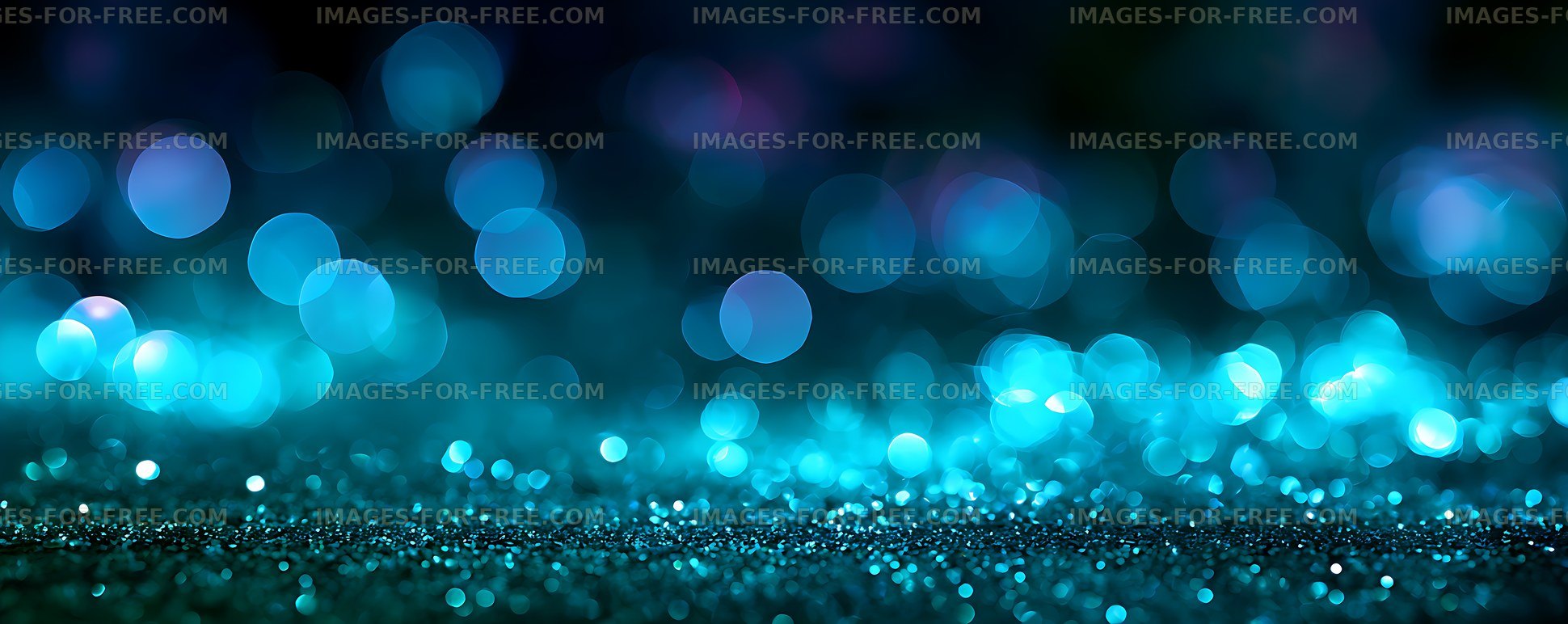 Glowing turquoise bokeh over a sparkling surface