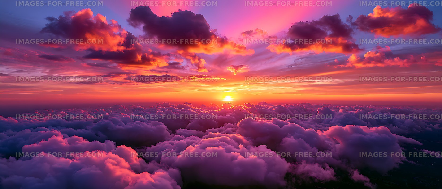 Colorful sunset over billowing clouds