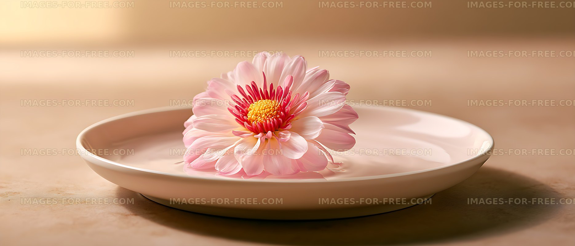 Delicate pink blossom floating in water