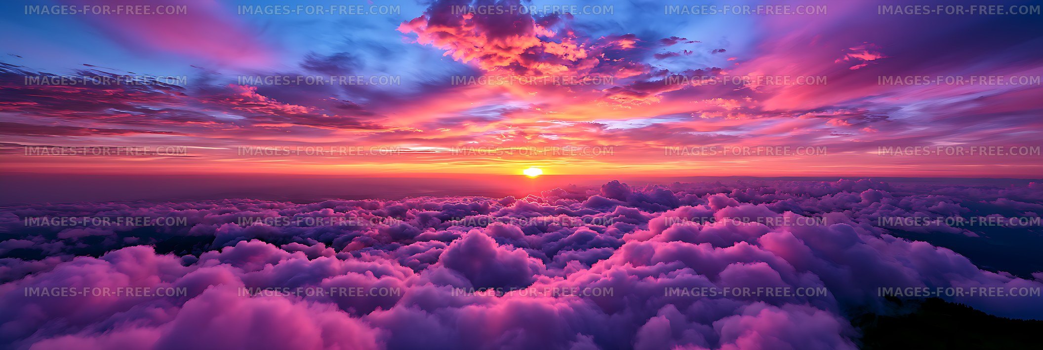 Colorful sunset over illuminated cloud formations