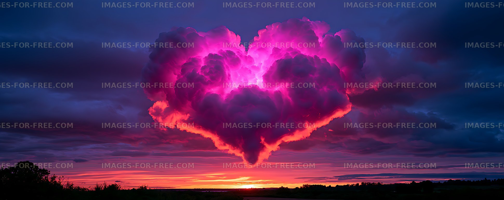 Glowing storm cloud over a vivid sunset landscape