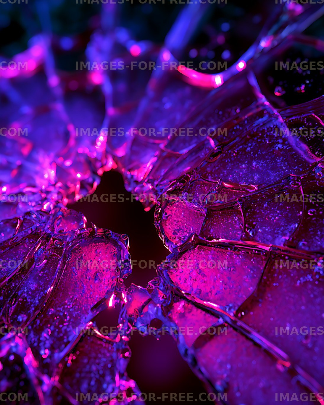 Vivid neon crystalline texture in magenta and blue