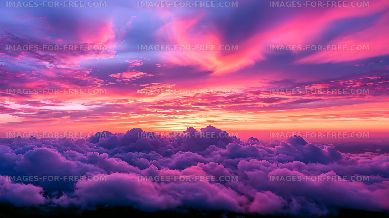 Colorful sunset over glowing clouds