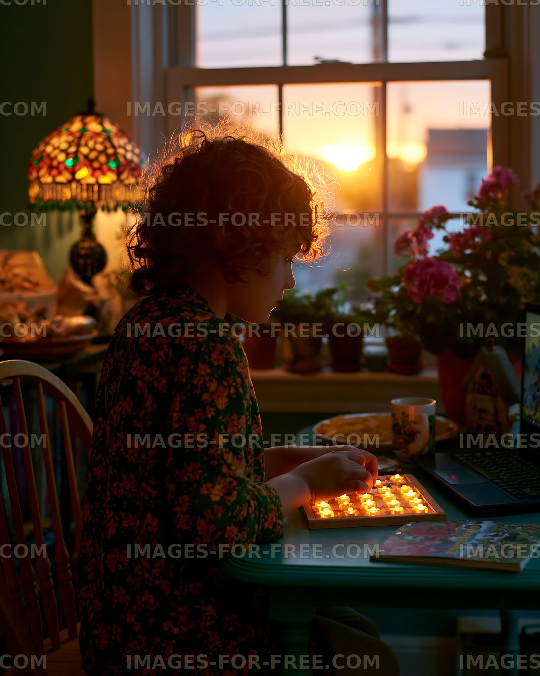 One person arranging candles in a warm home interior