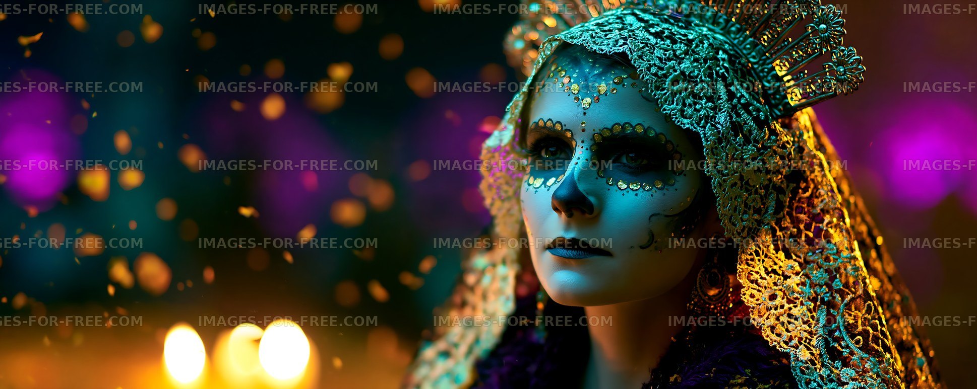 Close-up portrait of woman in decorative costume
