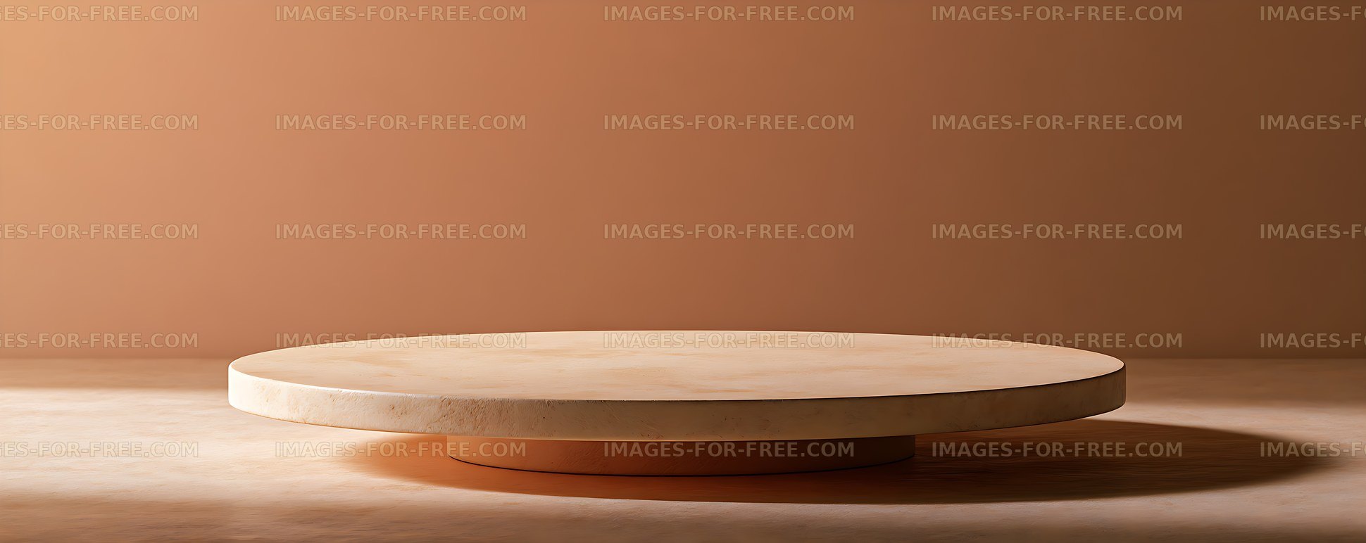 Minimal round display platform with warm shadows