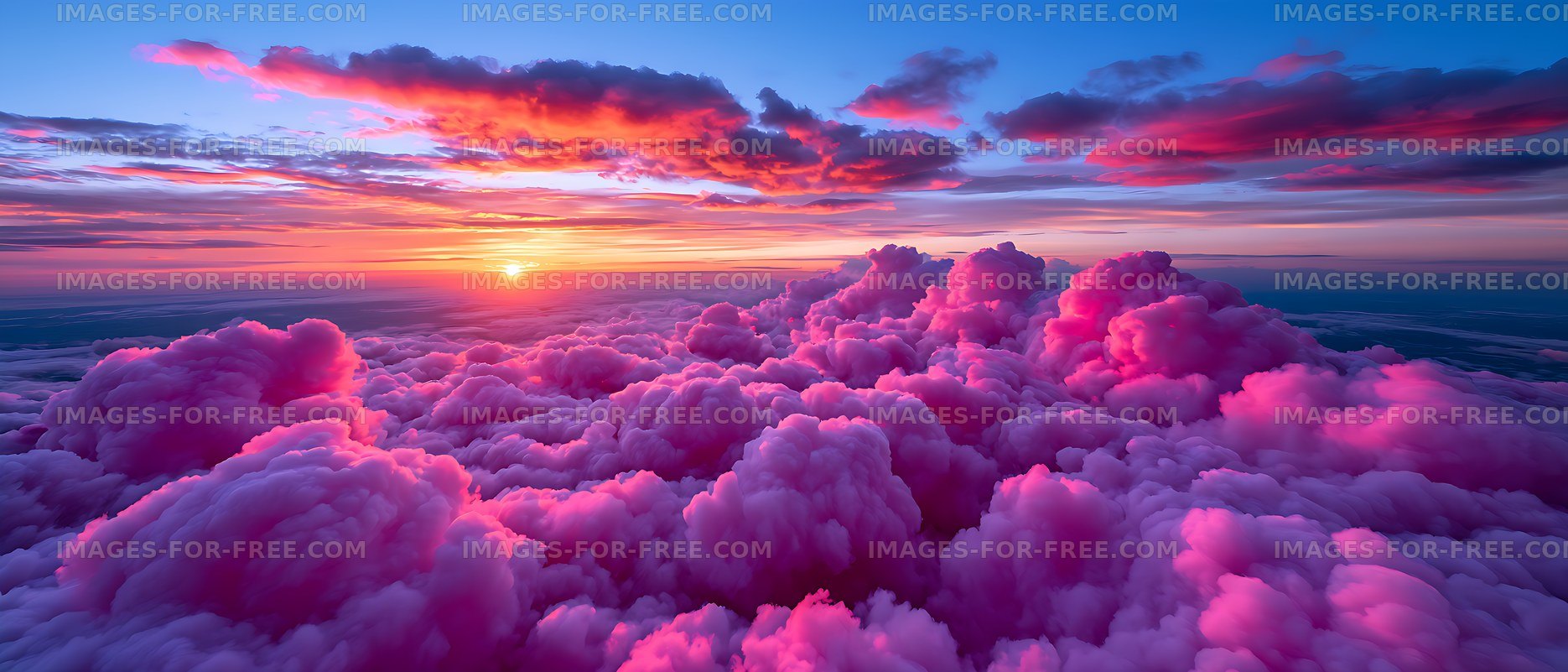Colorful sunset over billowing clouds