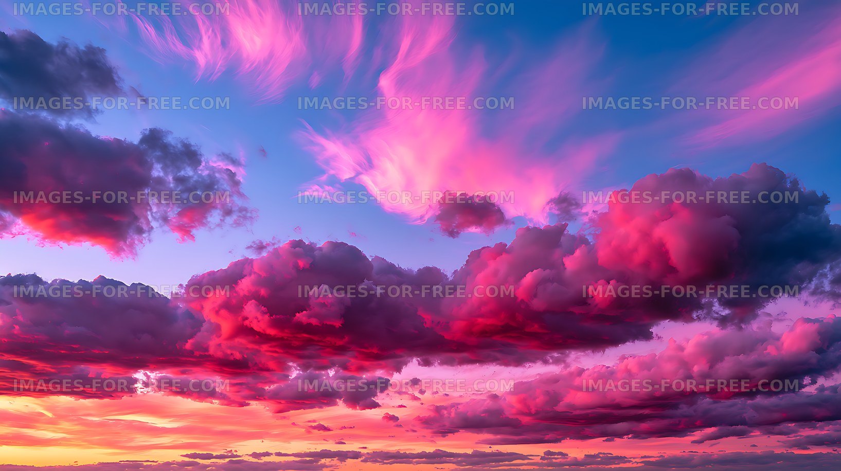 Colorful sunset cloudscape in pink and purple