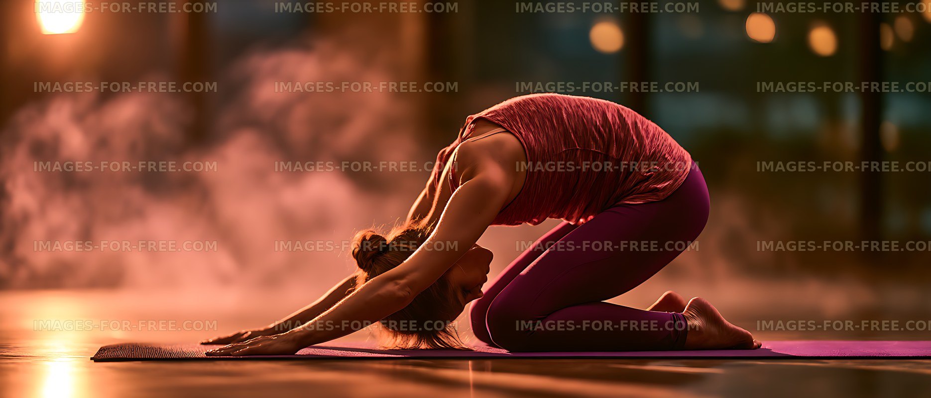 Woman stretching in child's pose during yoga practice