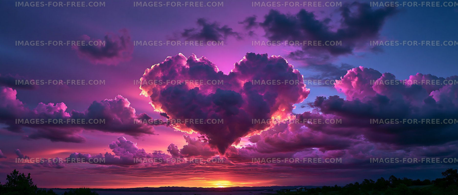 Vivid cloudscape with glowing sunset and dark landscape