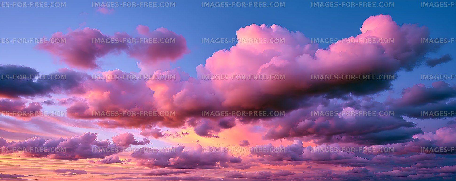 Colorful sunset cloudscape with pink and purple clouds