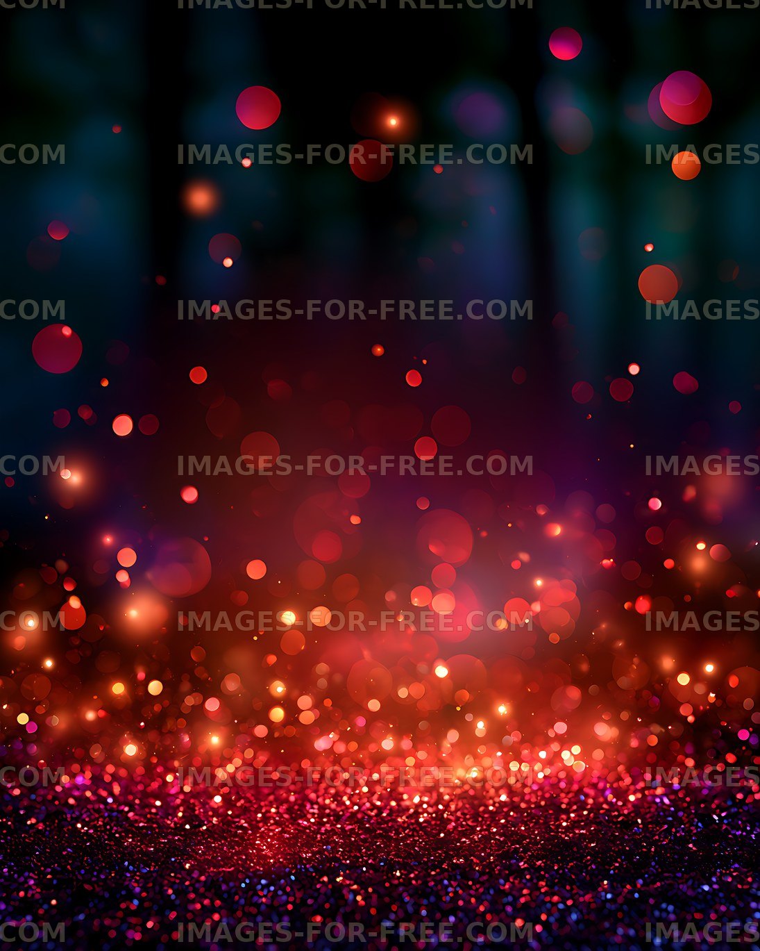 Colorful Bokeh Lights Above a Sparkling Surface