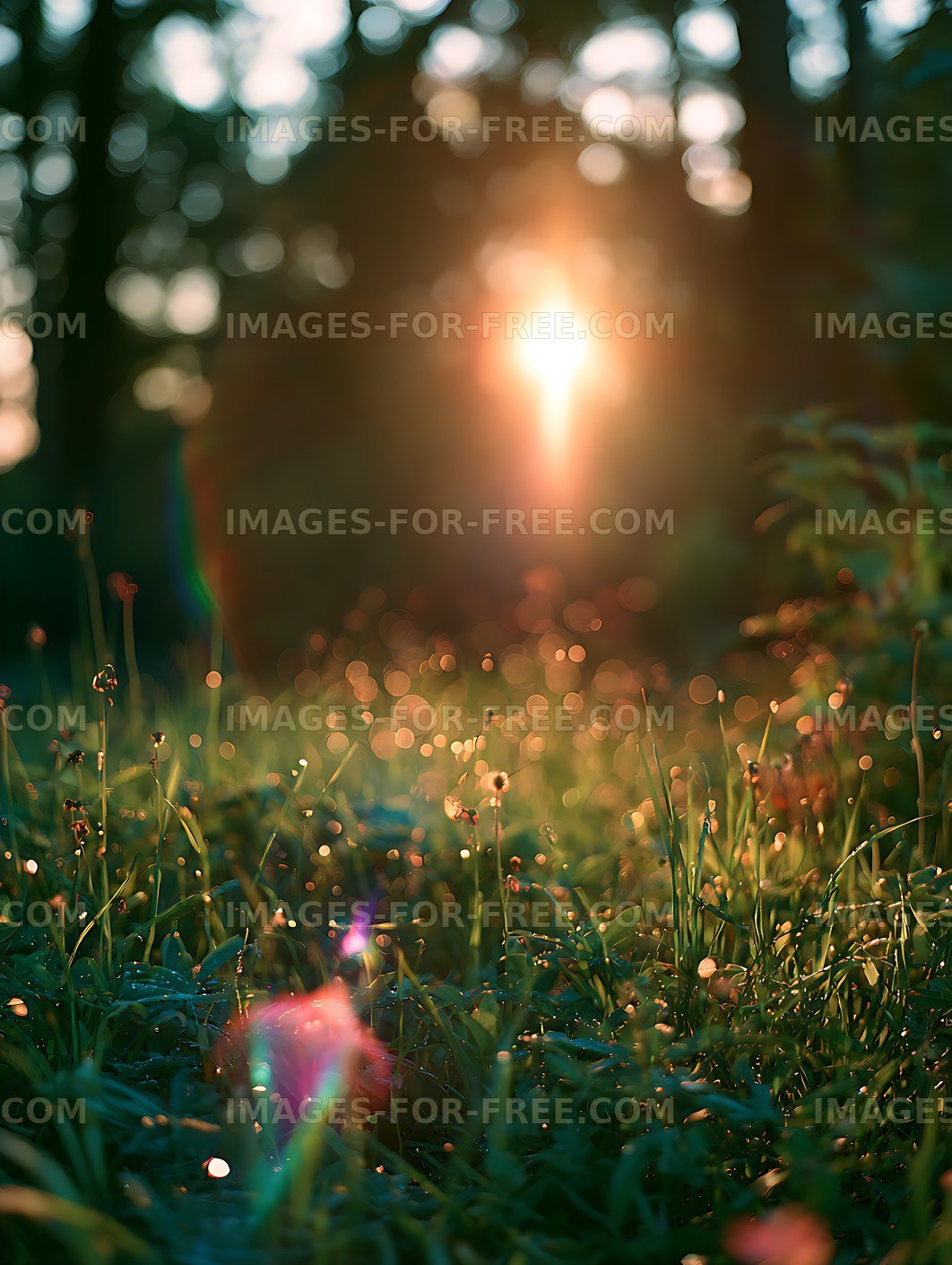 Sunlight and bokeh in a grassy meadow