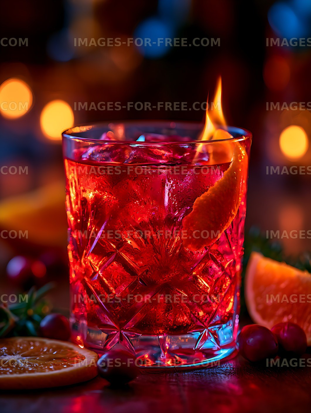 Dramatic red cocktail in a textured glass