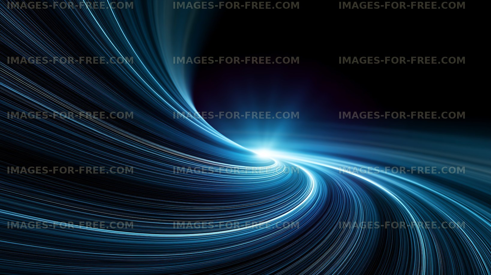 Blue abstract light trails with sweeping curves