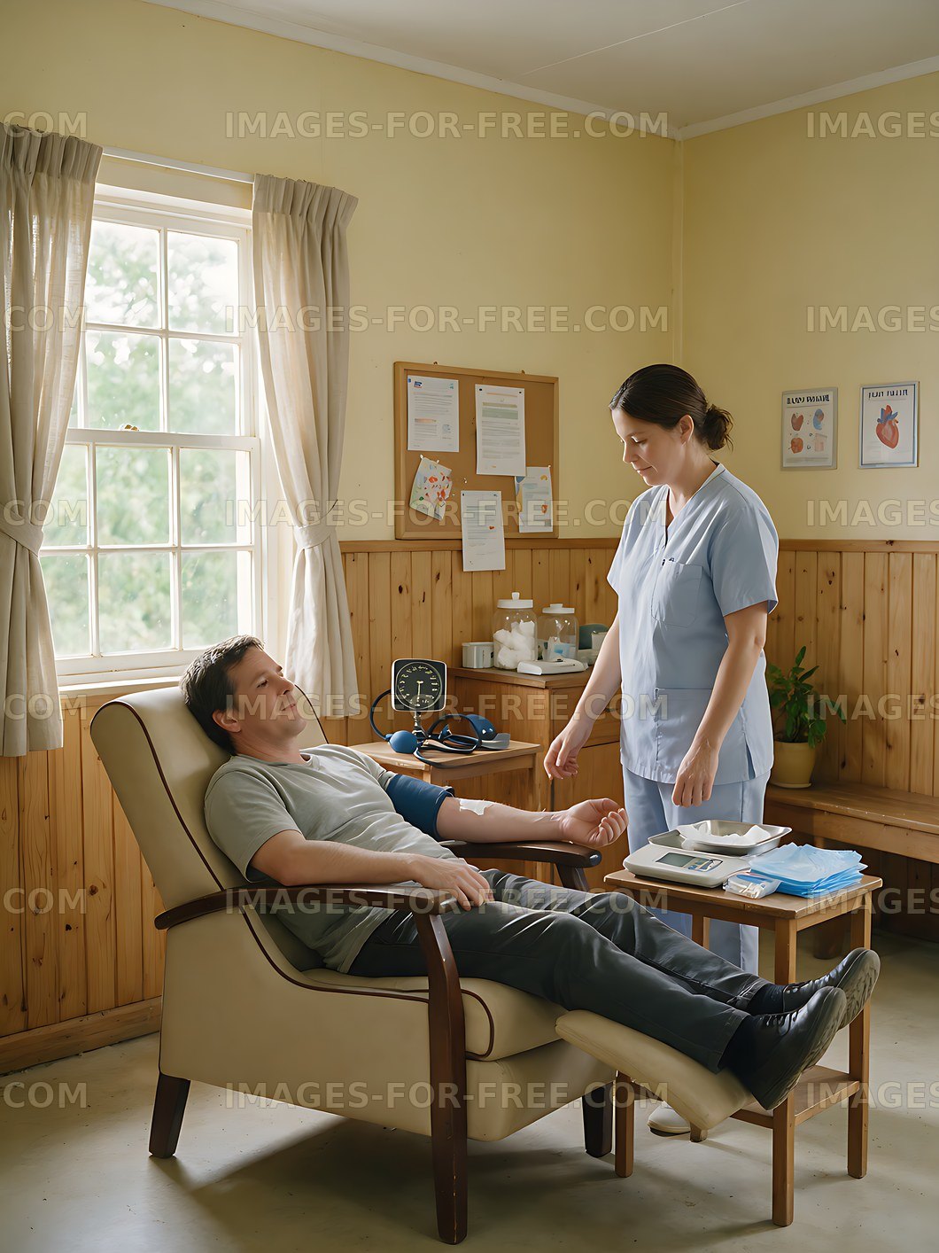 Blood donor reclining during a donation appointment