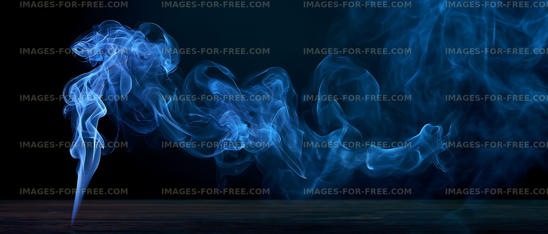 Abstract flowing blue smoke over a dark surface