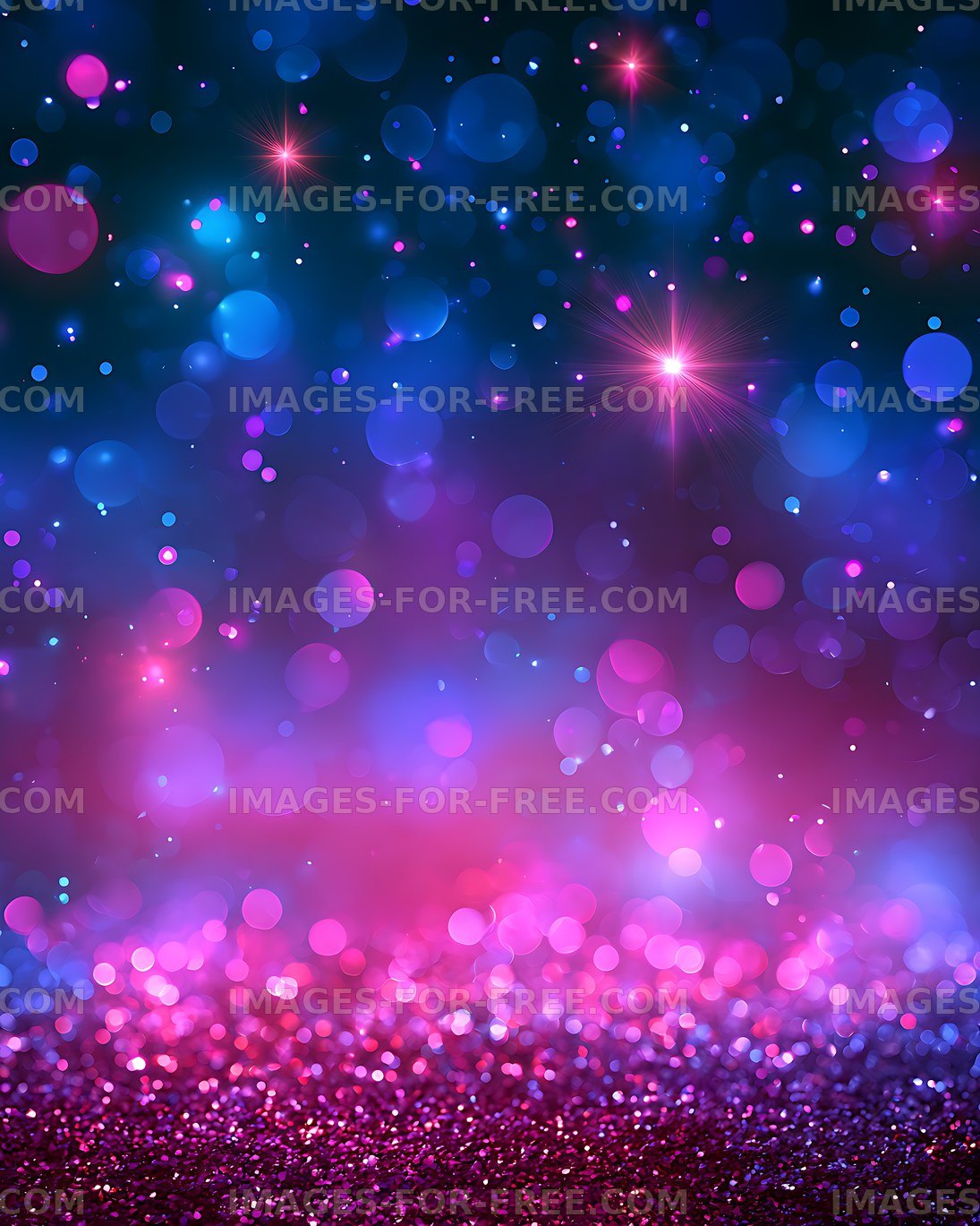 Colorful neon bokeh with pink and blue glowing lights