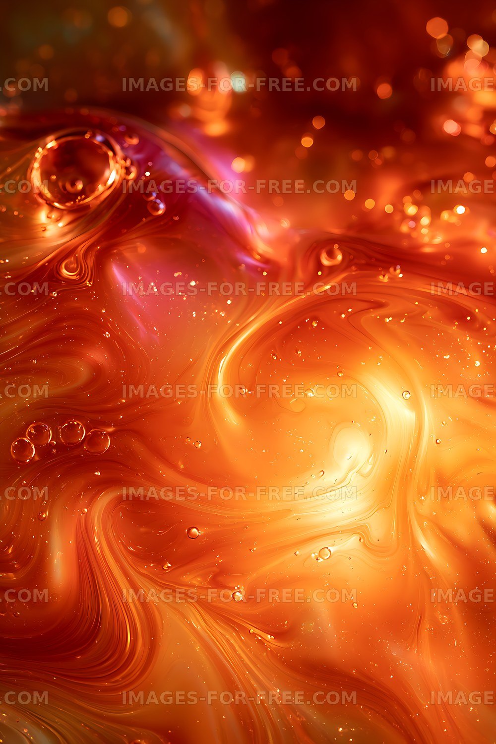 Vibrant abstract fluid texture in orange and red