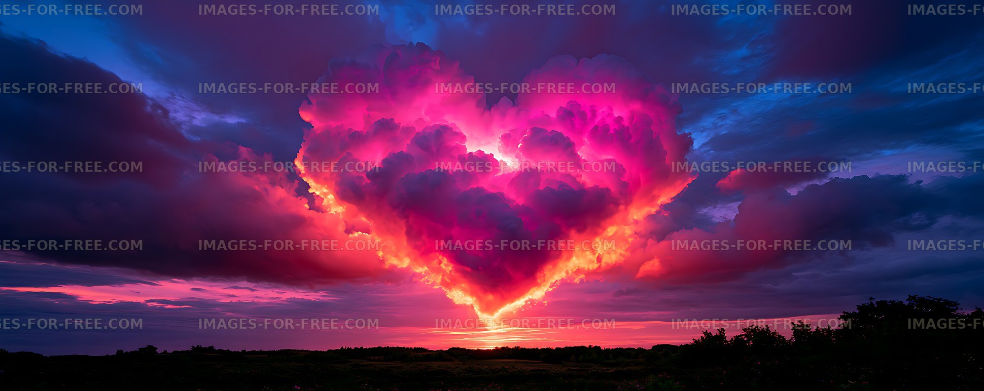 Colorful thundercloud over the horizon at sunset