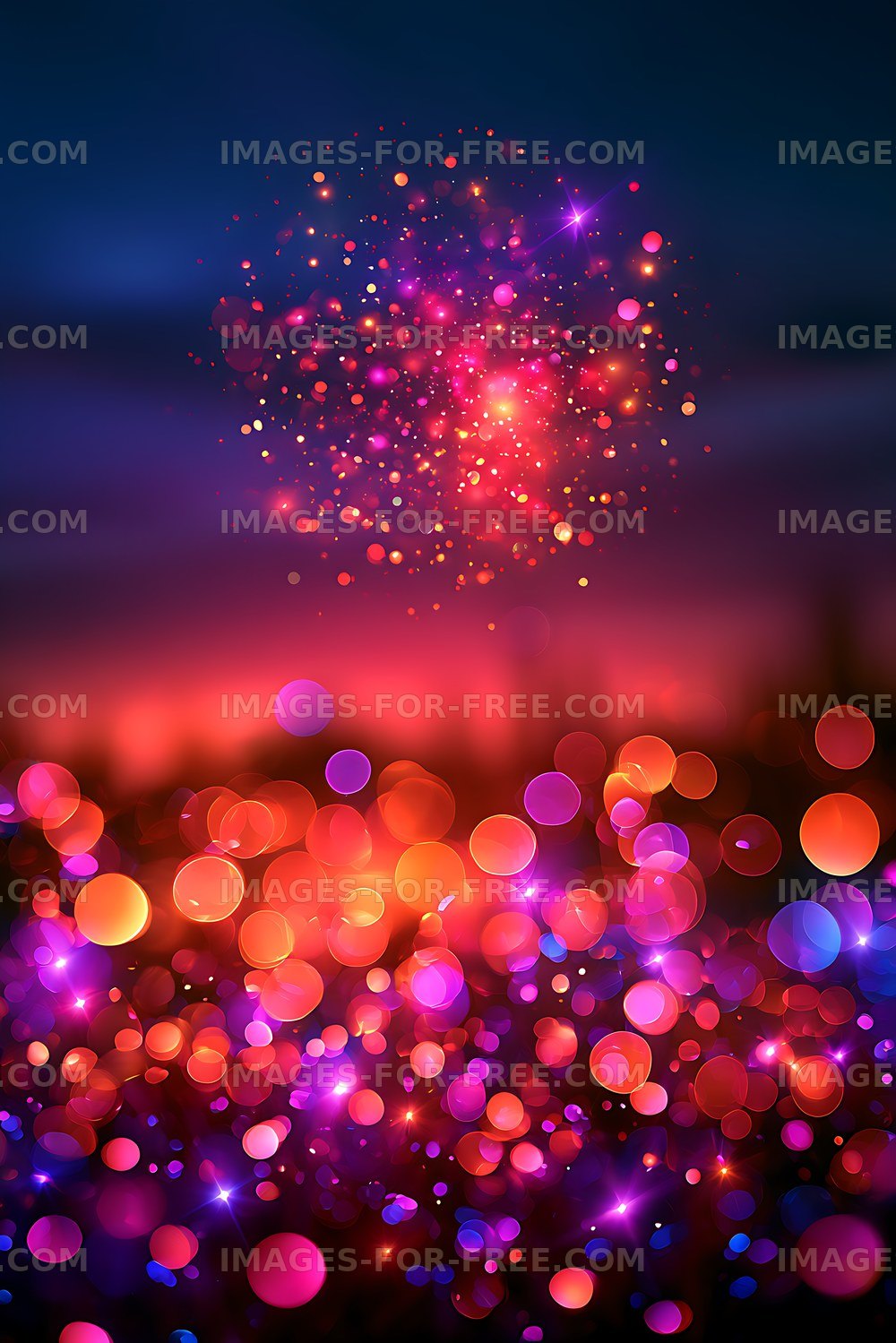 Vibrant abstract field of glowing bokeh lights
