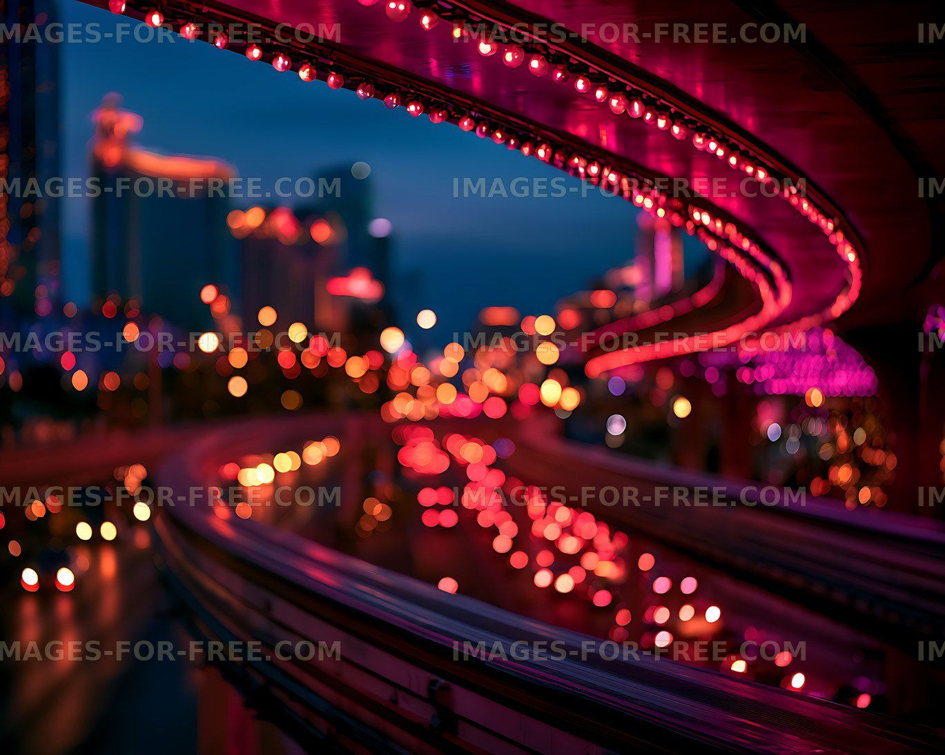 Colorful bokeh lights on an amusement ride