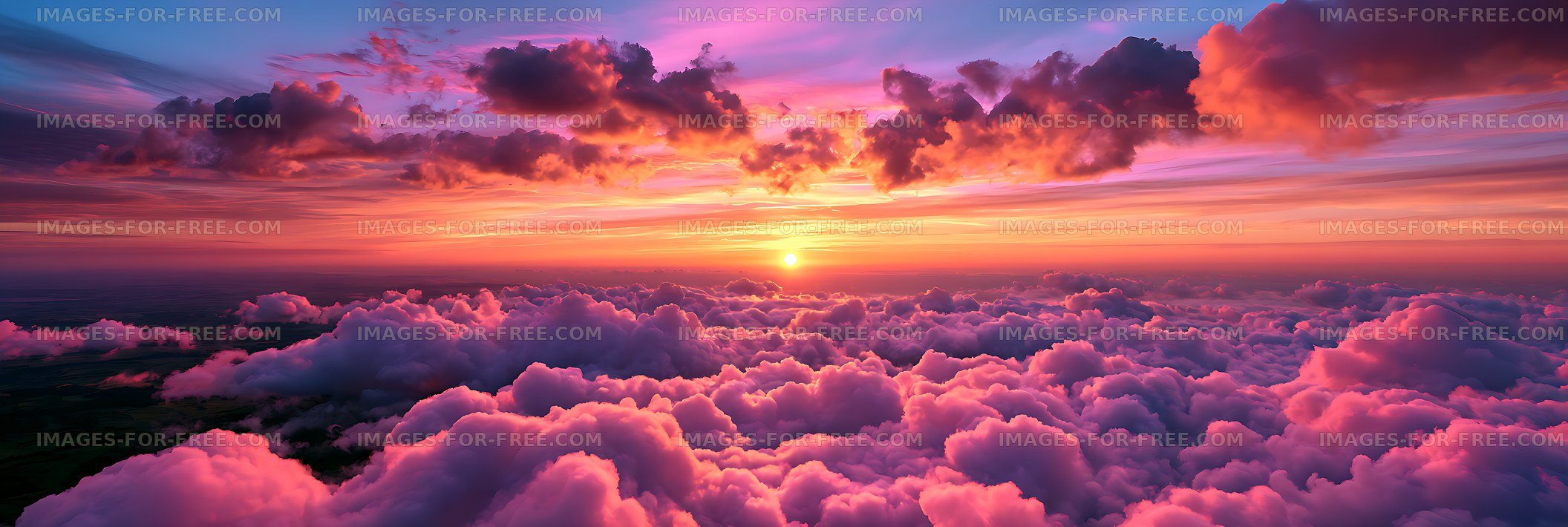 Colorful sunset over billowing clouds