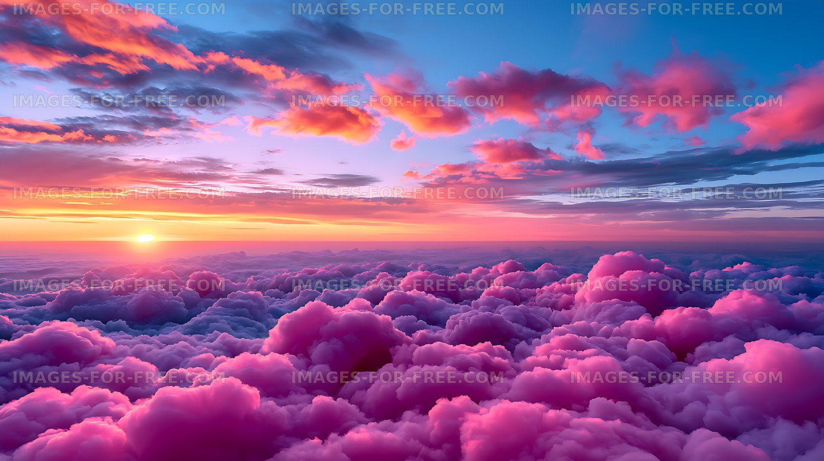 Colorful sunset and billowing clouds