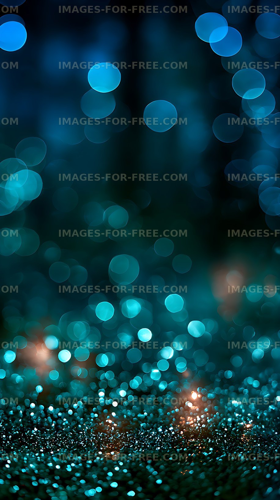 Glowing teal bokeh lights over a sparkling abstract surface