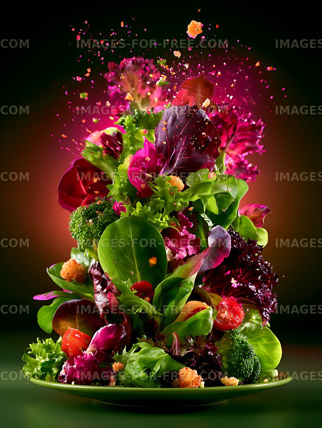Vibrant vegetable salad with scattered ingredients