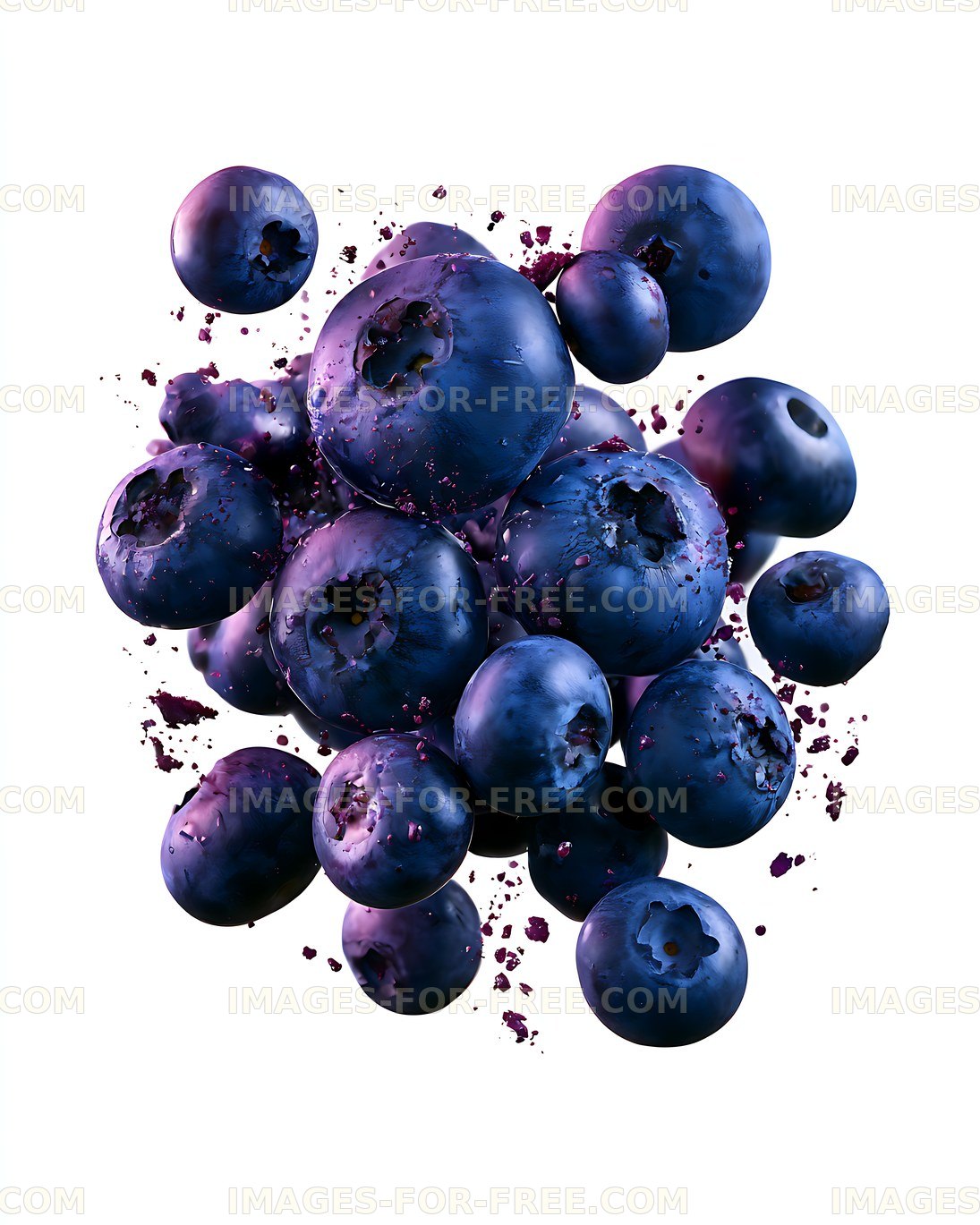 Close-Up Blueberry Still Life with Berry Juice