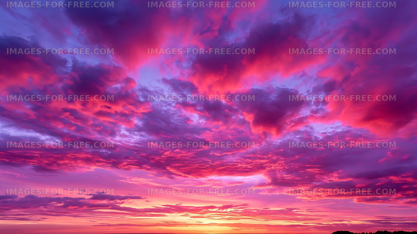 Colorful pink and purple clouds at sunset