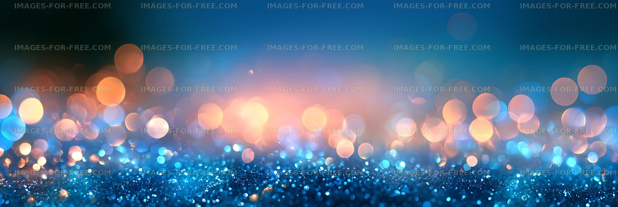 Blue sparkling bokeh with warm glowing lights