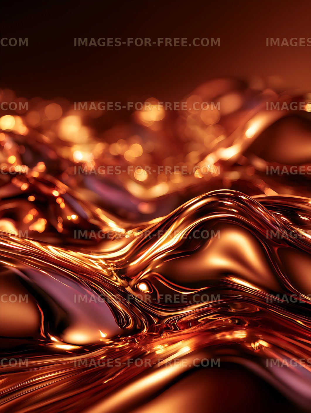 Glowing abstract copper liquid wave background