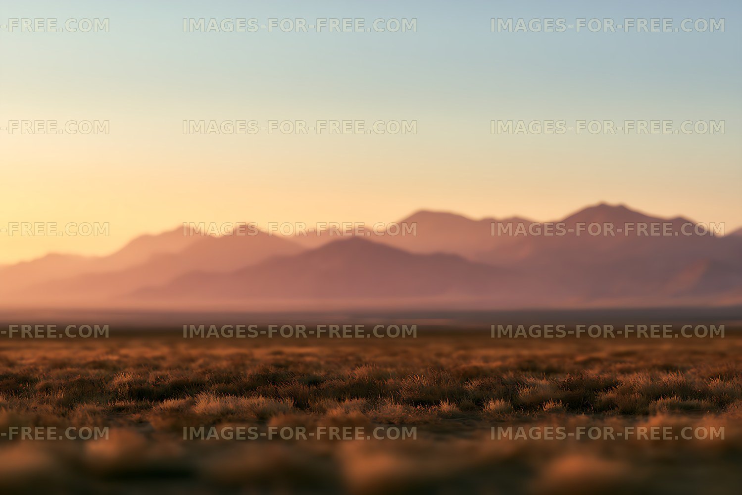 Warm Golden-Hour Mountains and Dry Grassland