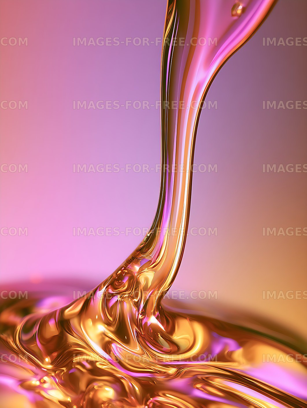 Reflective pink and gold abstract fluid sculpture