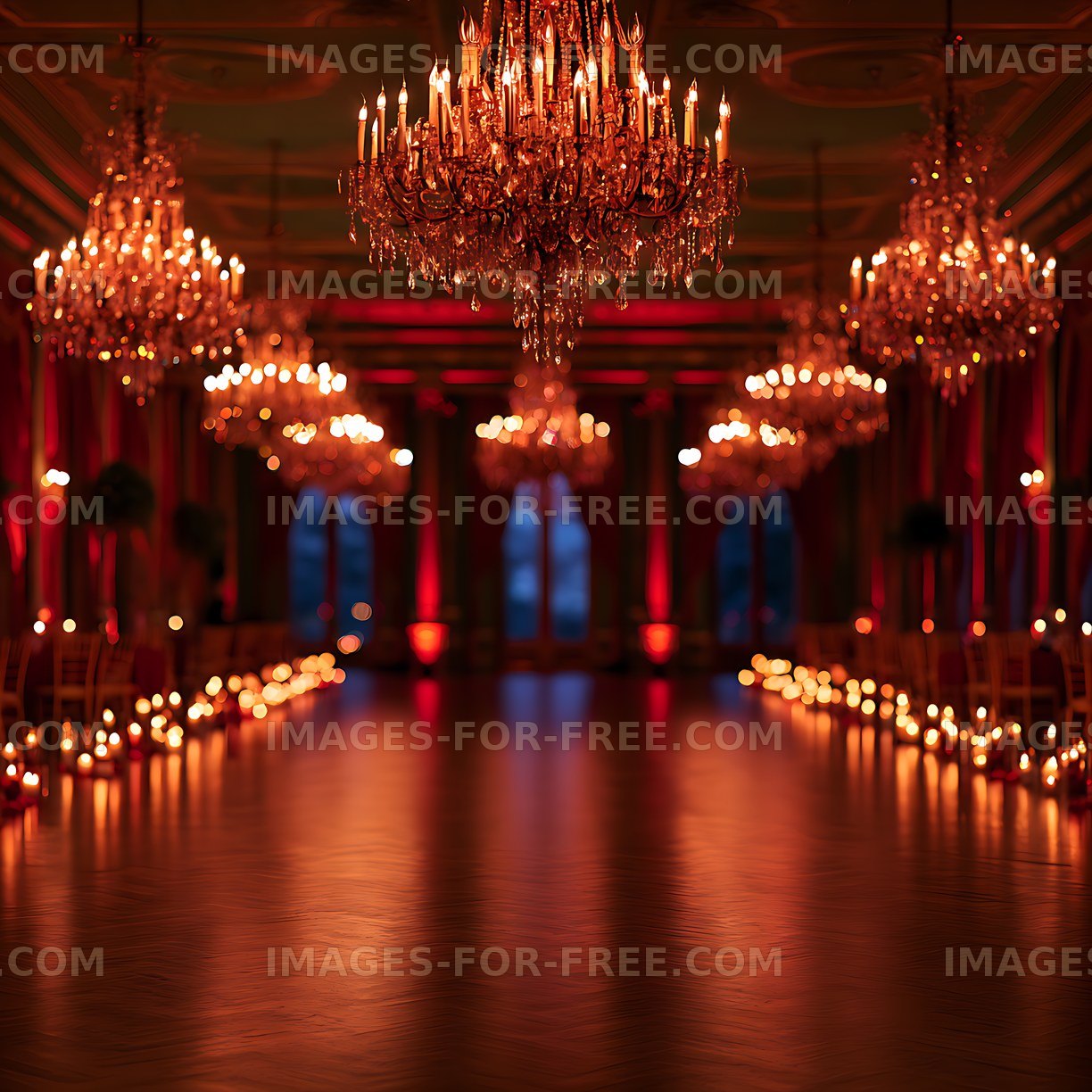 Atmospheric candlelit ballroom interior