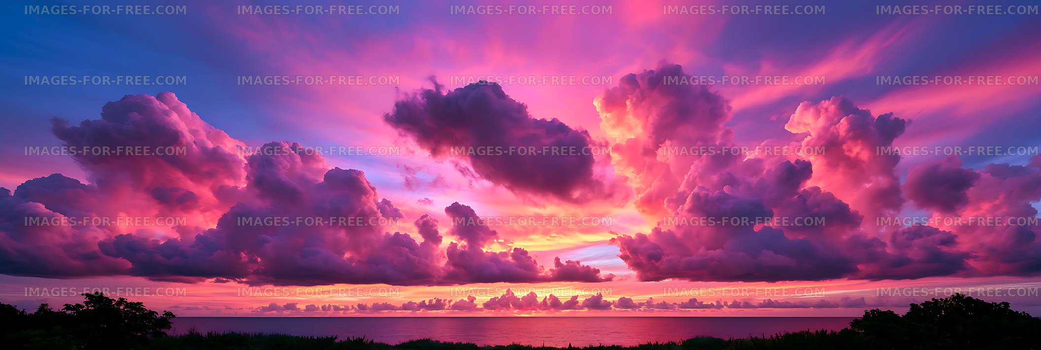 Vivid sunset cloudscape above a calm sea