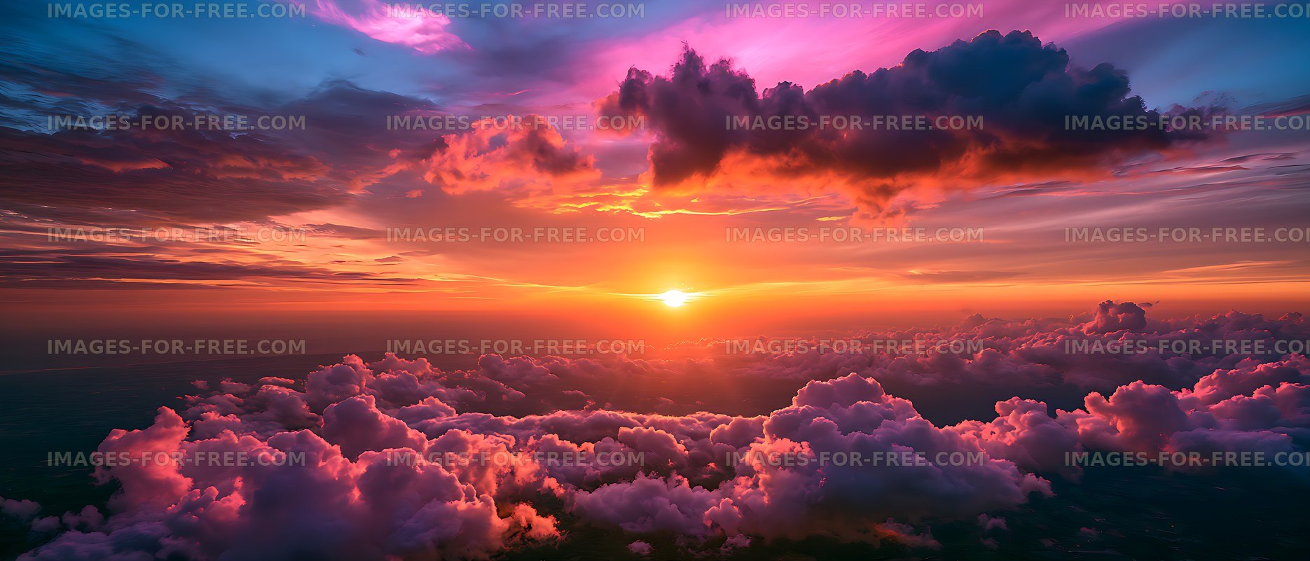 Colorful sunset over a panoramic cloudscape